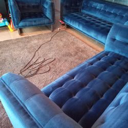  Sofa,Love Seat & Chair Set (Royal Blue)