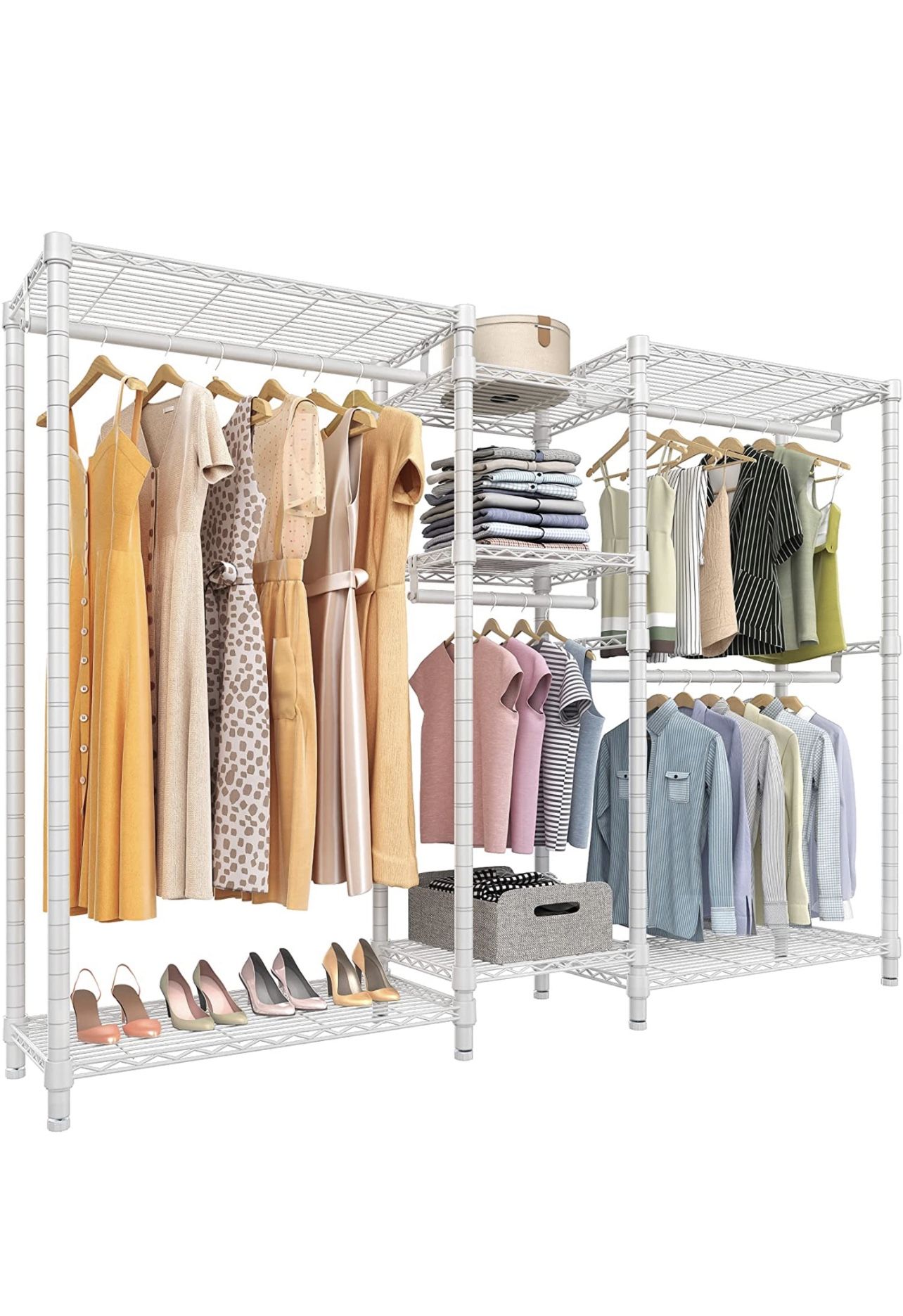 VIPEK V6 Wire Garment Rack 5 Tiers Heavy Duty Clothes Rack for Hanging Clothes, Wardrobe Rack Compact Large Metal Clothing Rack Freestanding Closet St