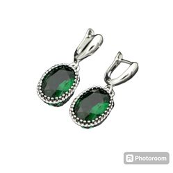 925 Sterling Silver Emerald Green Earrings For Women [EAR229]