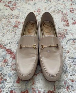 Sam Edelman Loraine Chai Latte Almond Toe Slip On Stacked Heel Fashion Loafers Size 9.5