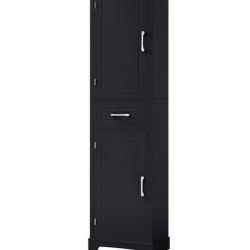New Assembled Bathroom Storage Cabinet with Adjustable Shelves and Doors