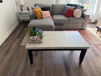 Marble Top Coffee Table with Dark Legs