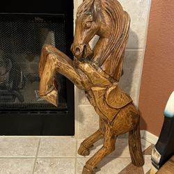 Vintage Large Hand Carved Horse 