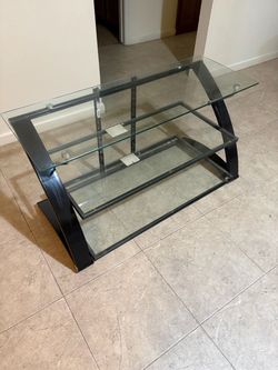 3-Tier Glass TV Stand with Black Frame