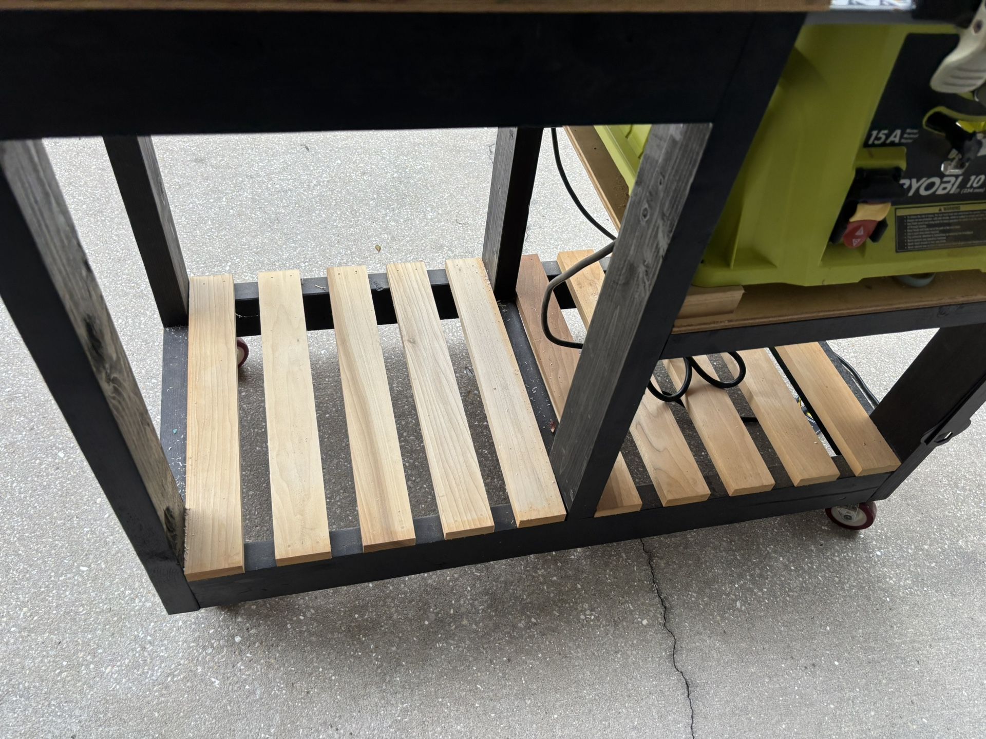 15A Rigid Miter Saw and 15A Ryobi Table Saw with Rolling Stand