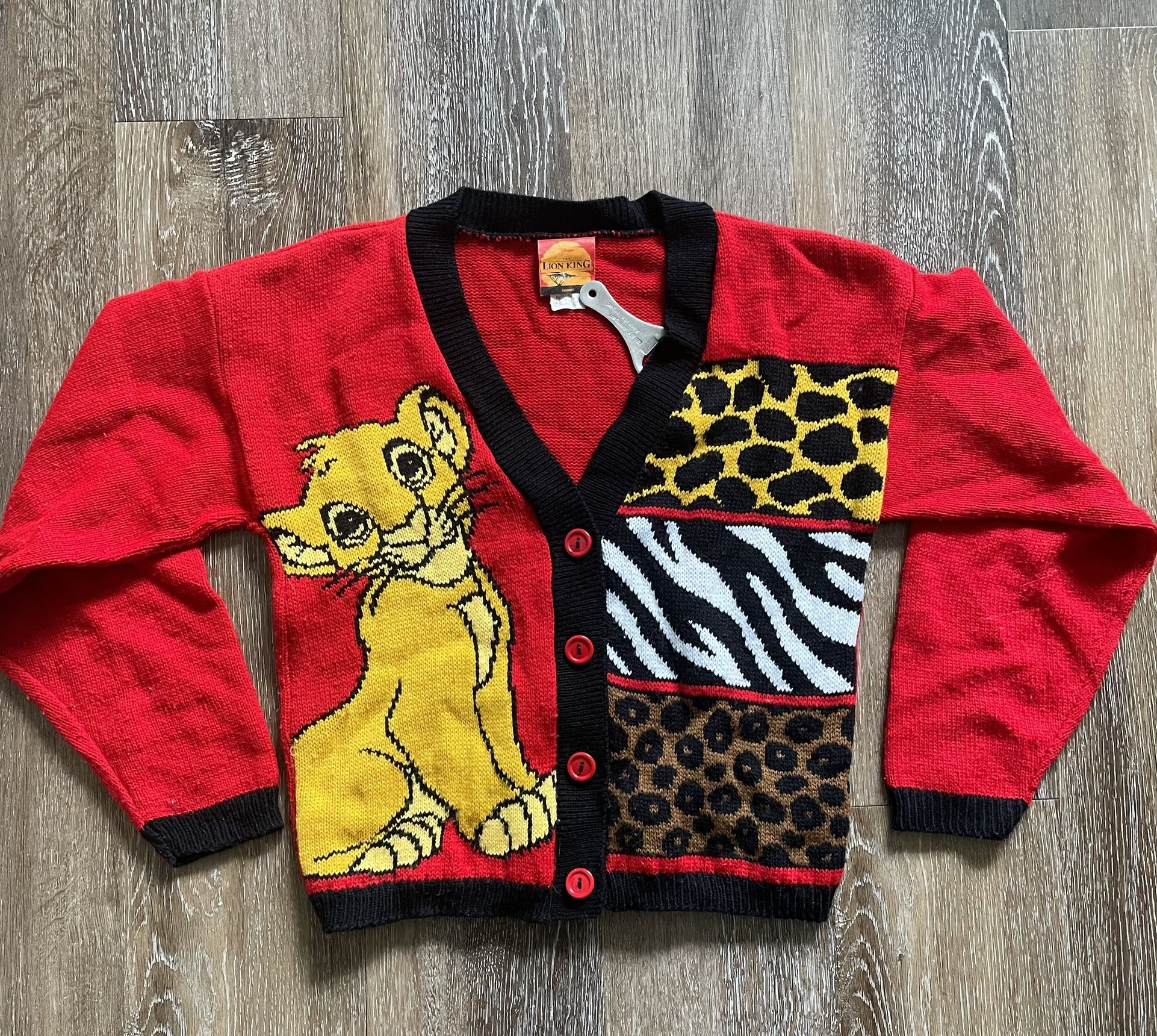 Vintage 90s Disney Lion King Simba Cardigan Button Up Sweater 