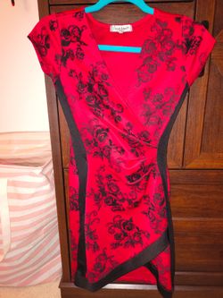 Red and Black Floral Mini Dress (XS)