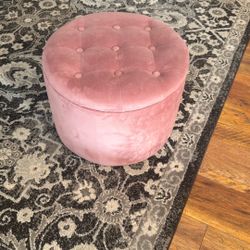 Pink Velvet Storage Ottoman