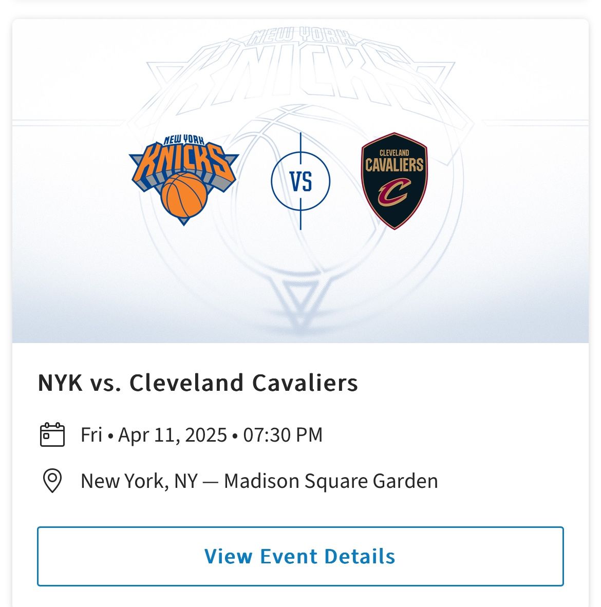 Knicks Cavaliers Tickets