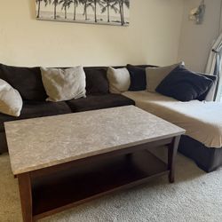 Faux Marble Coffee Table – Heavy & Sturdy – Modern Neutral