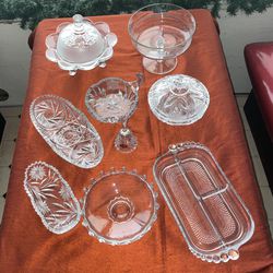 Cut Glass Crystal Dishes Lot