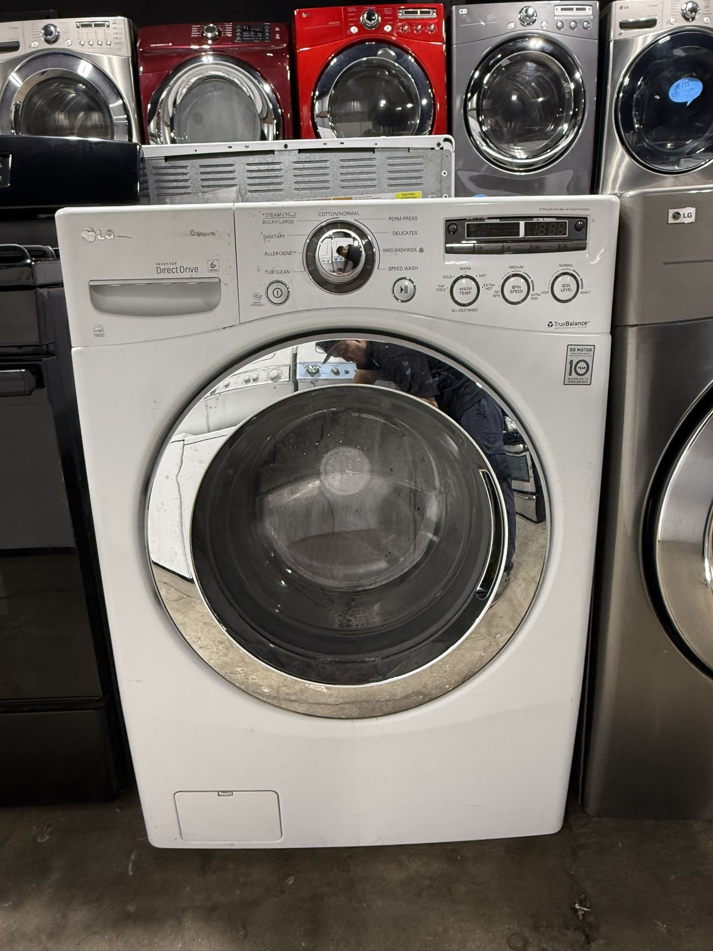 LG white front load washer