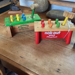 Vintage Wood Kids Nok-out Benches