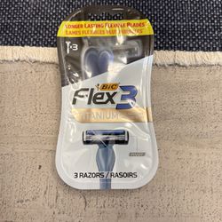 BIC Flex 3 Titanium Disposable Razors for Men, 3 Blades, 3 Count