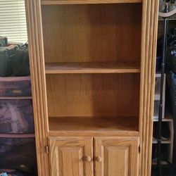 Solid Oak Wood Shelf And Cabinet 