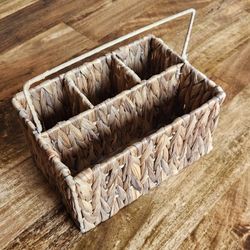New Water Hyacinth Handwoven Cutlery Holder Organizer
