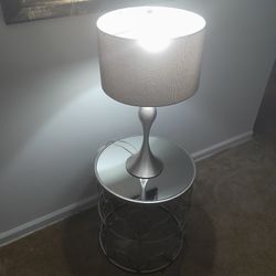 Silver Table And Lamp