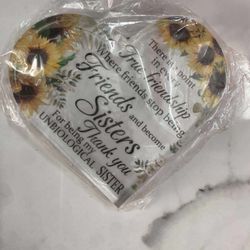 Set of 2 Friends Gifts Acrylic Heart Keepsake Plaque Desk Decoration