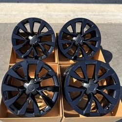 20” Tesla Model X Cyberstream Plaid Factory Rims In New Gloss Black