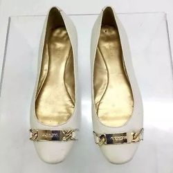 Coach Designer "Bianca" White Pebbled Leather Ballet Flats 6B