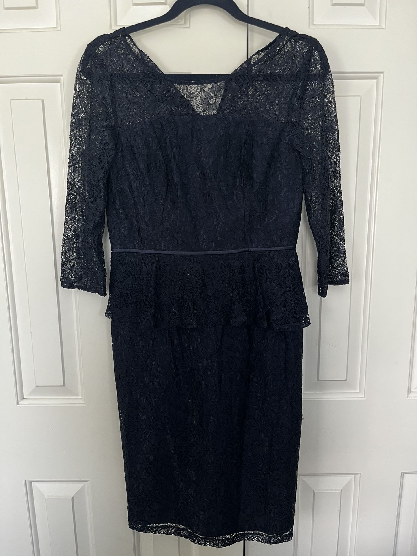 Adrianna Papell Navy Lace Cocktail Dress 