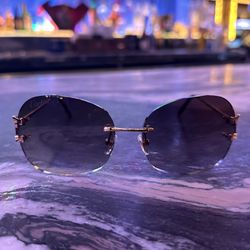 Black & Gold Cartier Round Sunglasses