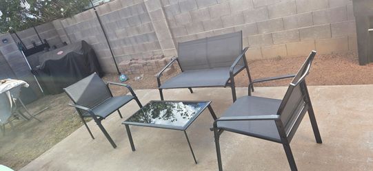 4-piece outdoor patio set , breathable fabric single chairs & loveseat