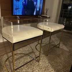 White And Gold Acrylic Bar Stool