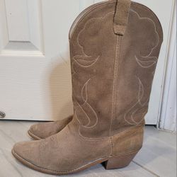Acme Vintage Light tan Suede Leather Cowboy Boots 