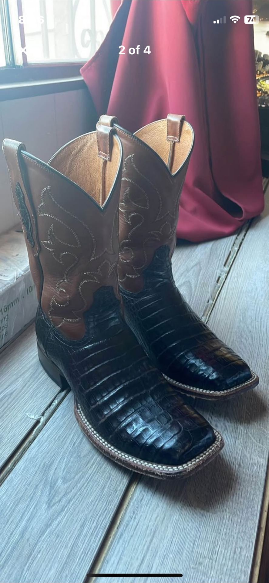 Tony Lama Caiman Belly Square Toe Boots