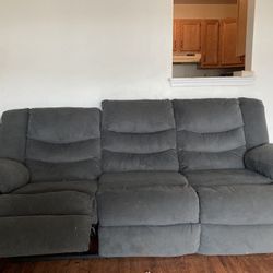 Greyish Blue Reclining Couch