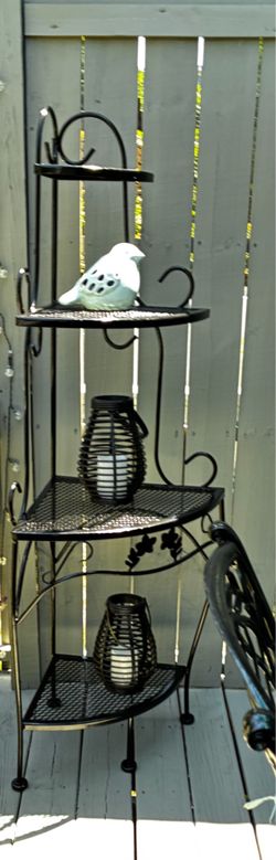 Recently Refurbished Vintage Wrought Iron Corner Shelf