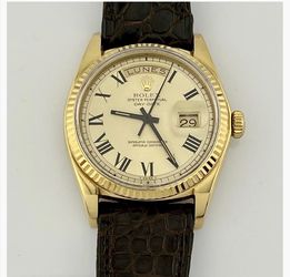 Rolex Day Date President 1803 Buckley Dial 18K Yellow Gold Leather Strap