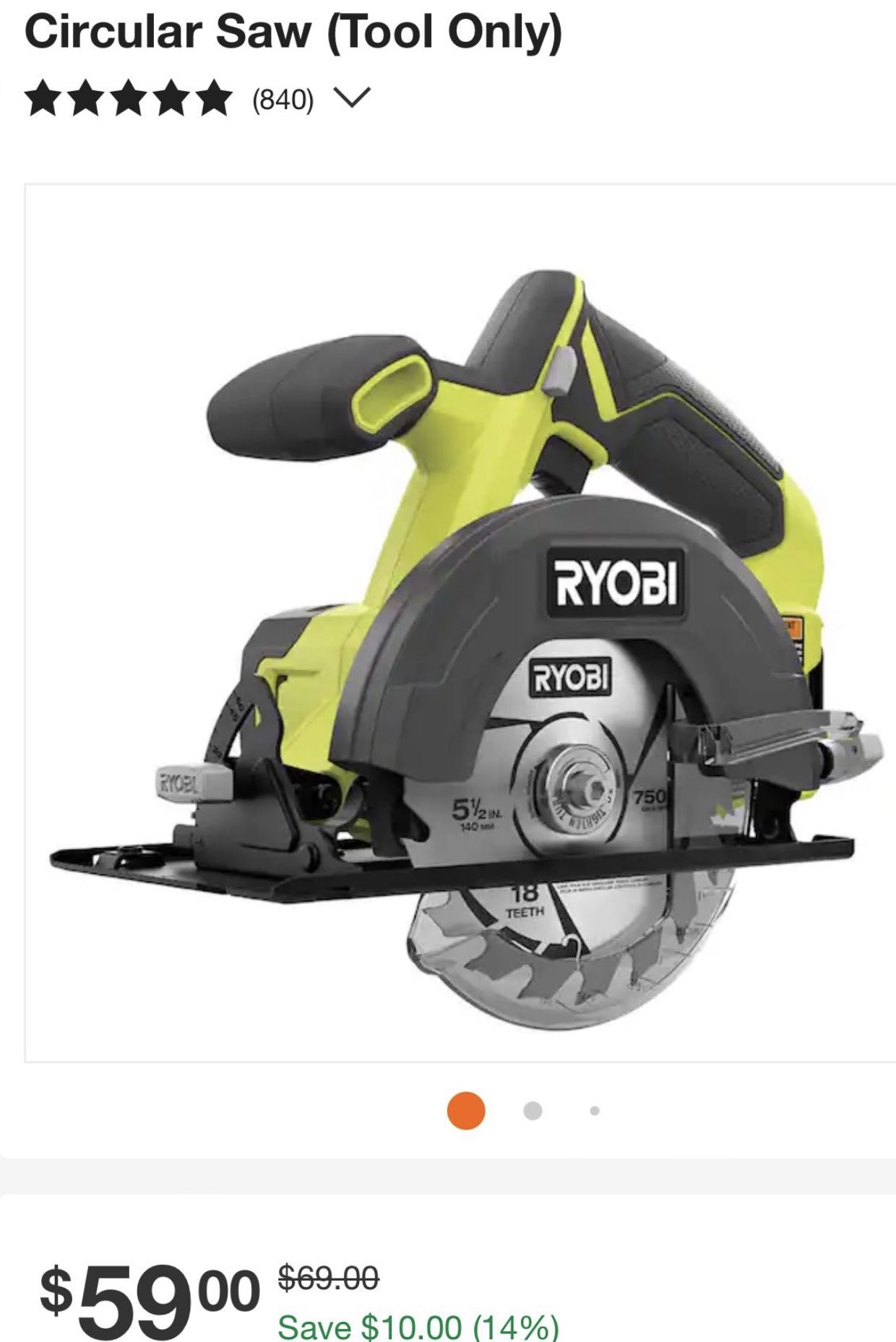 Ryobi Saw  Tool Only 