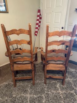 Pair of Wooden Ladder-Back Dining Chairs
