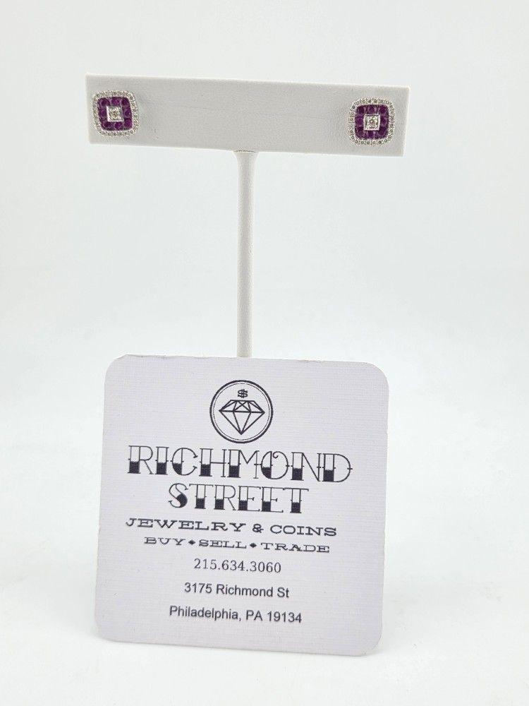 14k gold diamond & ruby earrings