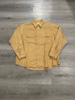 Vintage 1980s Sears Perma-Prest Tan Longsleeve Button Up Mens Shirt