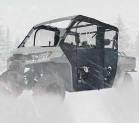KEMIMOTO Soft Cab Enclosure Doors with Open Slot for Side Mirrors ttyCompatible with Can Am Defender