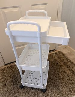 3 Tier Rolling Cart Organizer - Plastic White