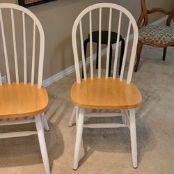 Pair Windsor Dining Chairs Wooden