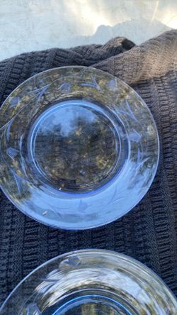 Imperial glass 2 # square plates # 6 round itched plates