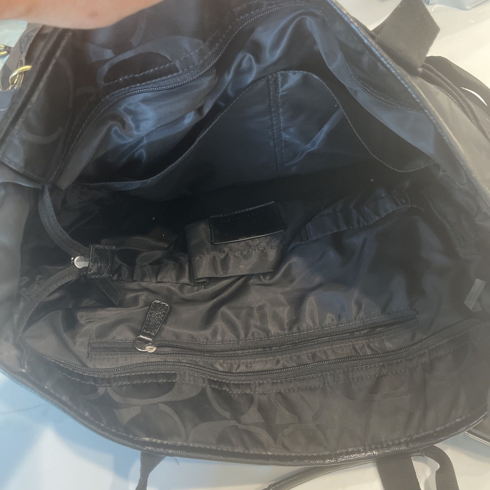 Coach Black Signature Nylon Diaper Bag Tote Bag F77577 100% Athentic Large  for Sale in San Antonio, TX - OfferUp