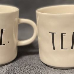 Rae Dunn Coffee and Tea Crinkle Mugs Set of 2. 