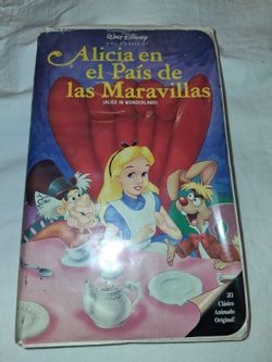 1991 Alicia en el Pais de Las Maravillas, Walt Disney en Español, Clásico VHS Video Cassette Tape Black Diamond 036/73 Burbank California, Made in USA