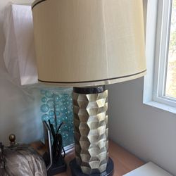 Gold Ornate Table Lamp with Patterned Shade Comes With 2