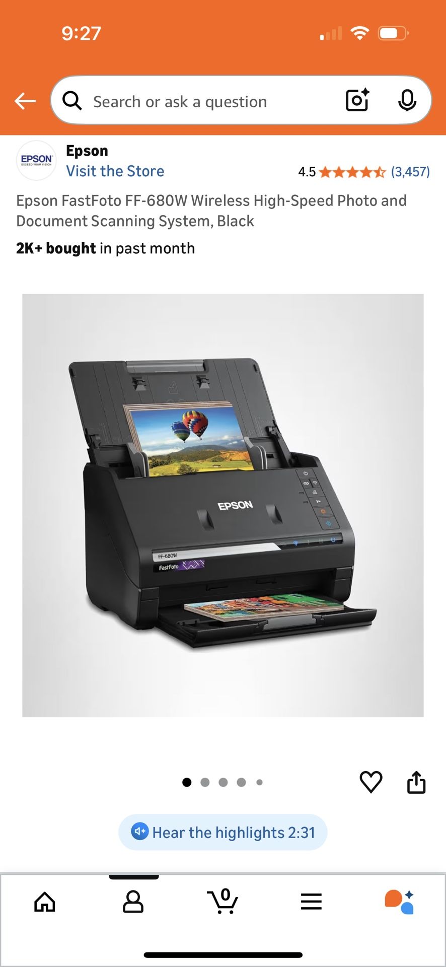 Epson FastFoto FF-680W Wireless High-Speed Photo and Document Scanning System