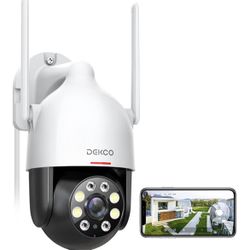 DEKCO 2K WiFi Surveillance Security Camera Outdoor/Home/Dome, Pan-Tilt 360° View, 3MP, Motion Detection and Siren, 2-Way Audio,Full Color Night Vision