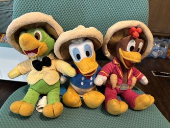 DISNEY STORE EXCLUSIVE THREE CABALLEROS PLUSH SET JOSE PANCHITO AND DONALD