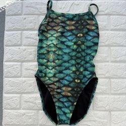 Jolyn Mermaid Mertall Print Onesie Swimsuit Small