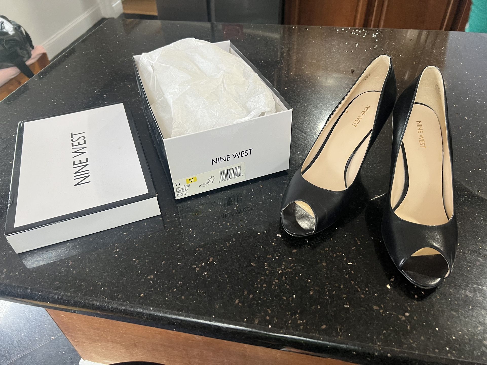 Beautiful Black Leather Dressing heels Open Toe